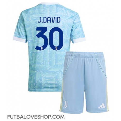 Dres Juventus Jonathan David #30 Preč pre deti 2025-26 Krátky Rukáv (+ trenírky)
